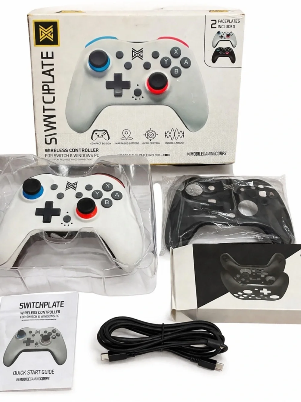 SwitchPlate Wireless Controller - White with Red & Blue Accents