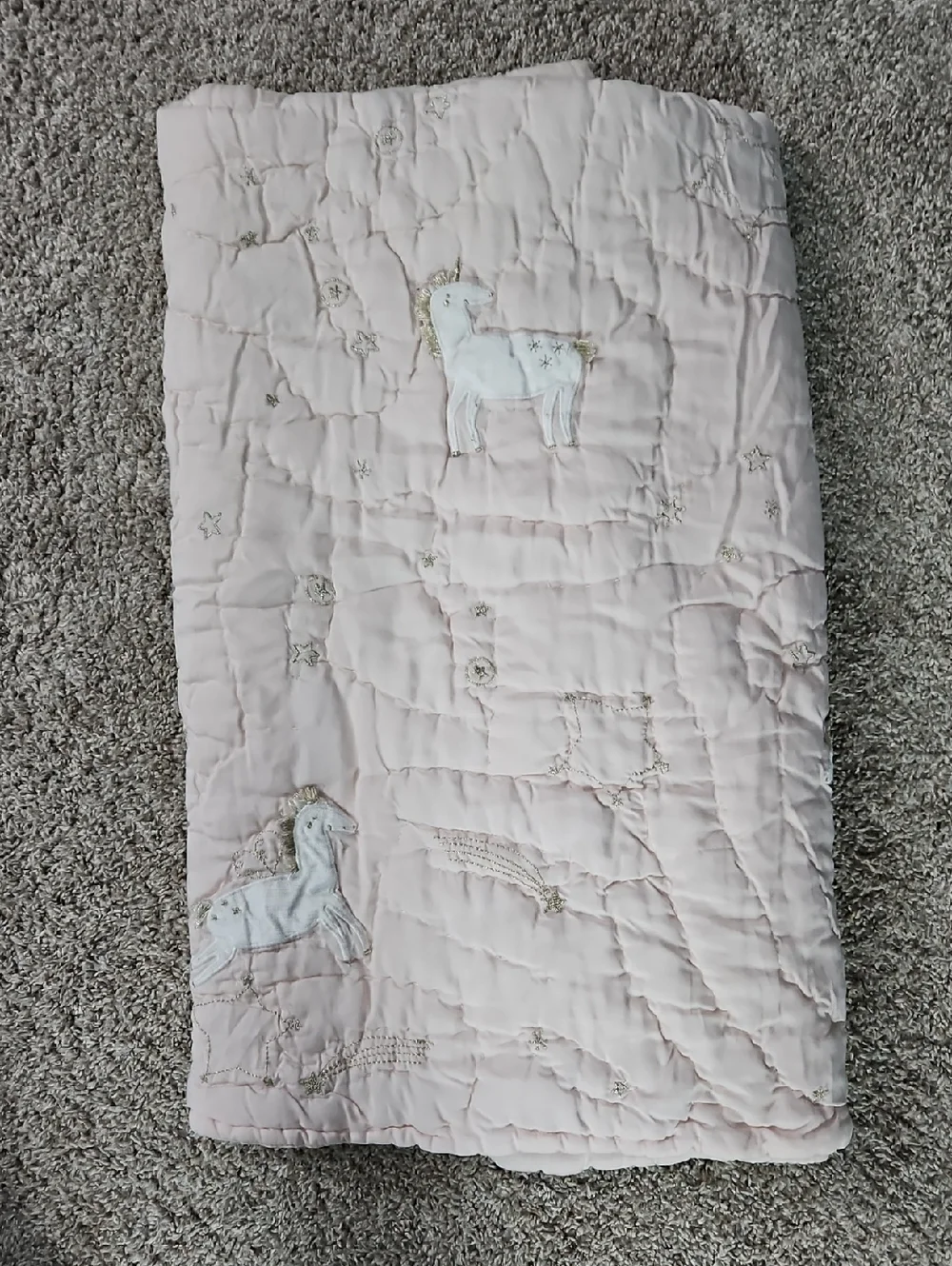 Soft Pink Quilted Unicorn Throw Blanket