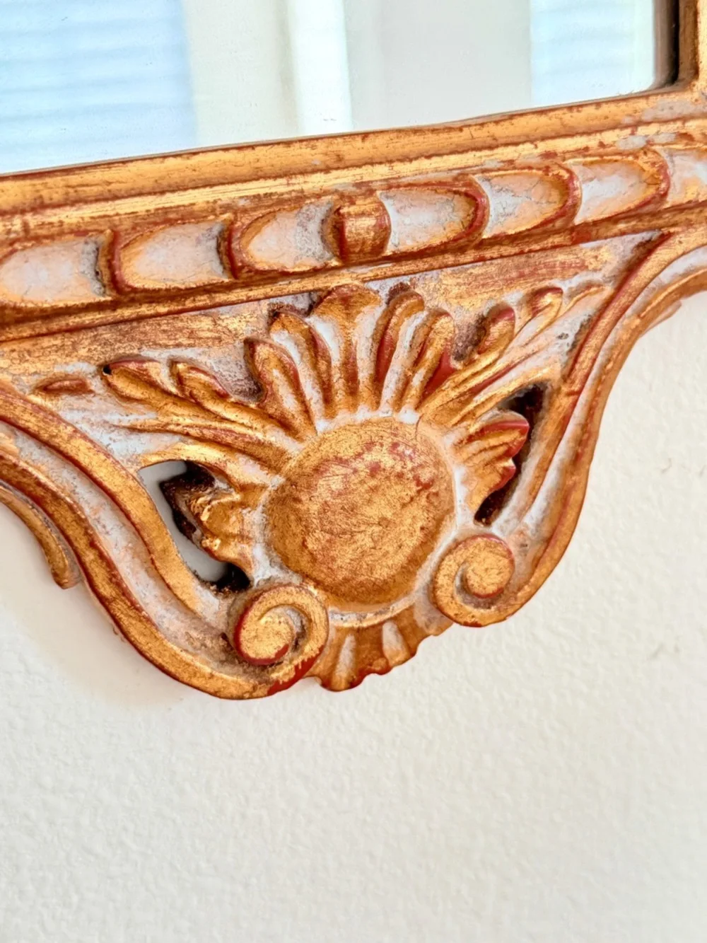 Vintage Wall Mirror Neoclassical Gilt‎ Carved Wood Real Gold Leaf Hand Finished