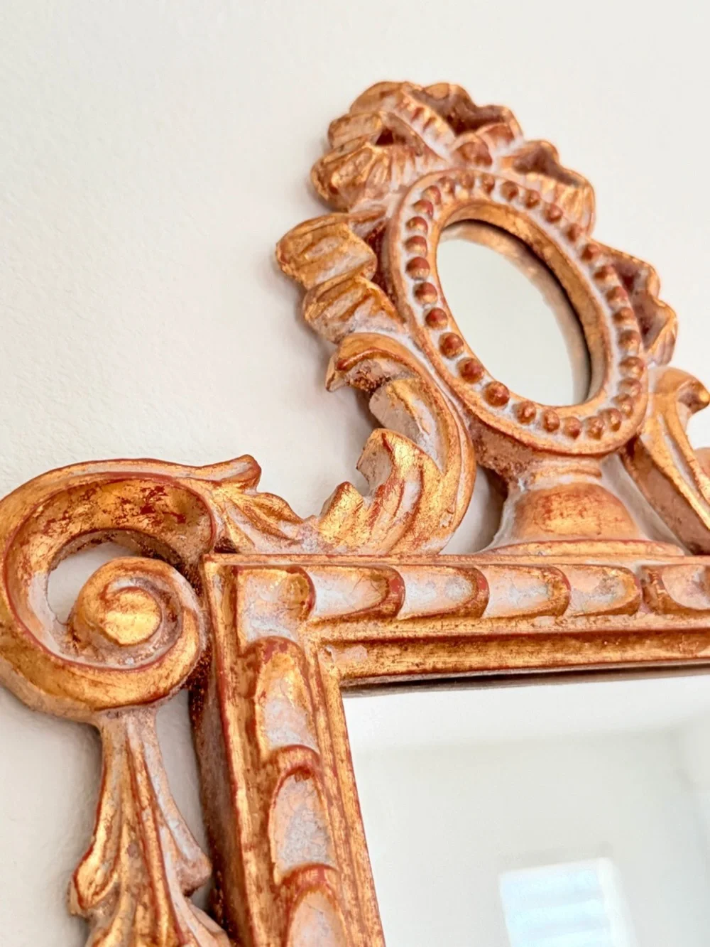 Vintage Wall Mirror Neoclassical Gilt‎ Carved Wood Real Gold Leaf Hand Finished