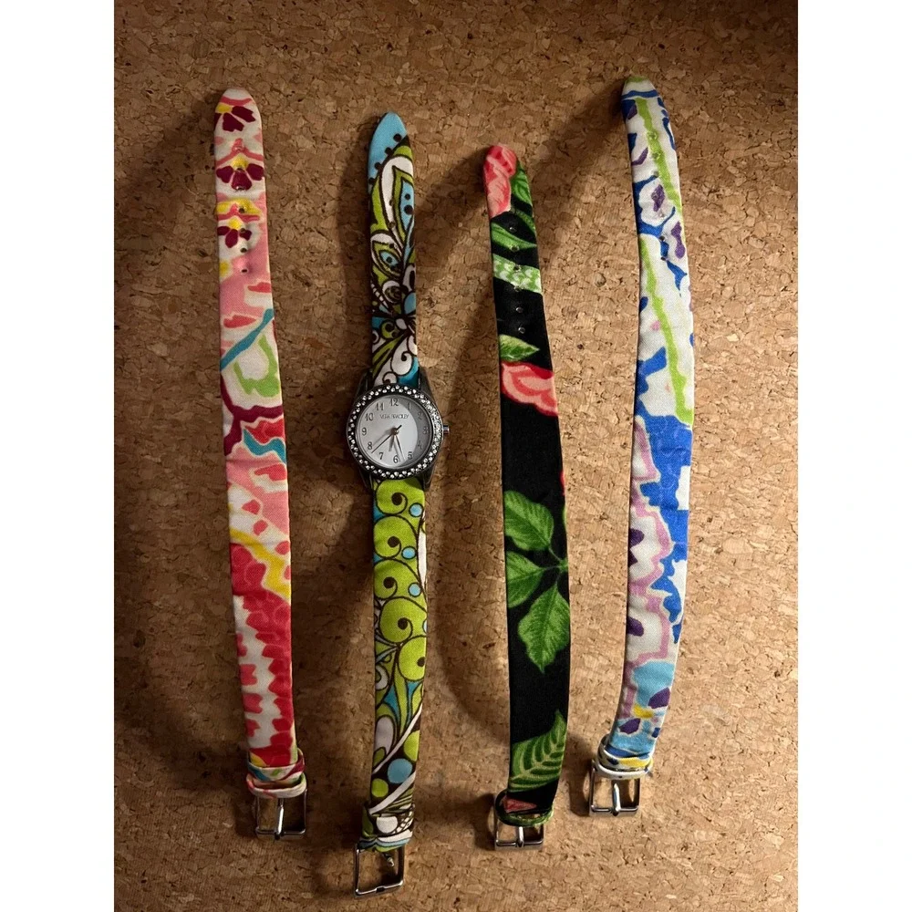 Vera Bradley Watch Set Womens Interchangeable‎ Straps V377 Rhinestone