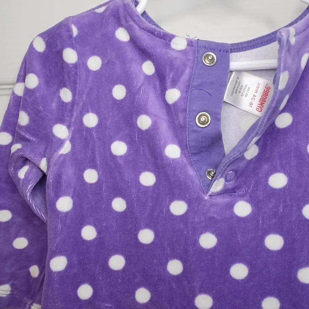 Gymboree Purple Velour Velvety Polka Dot Dress‎ Fall Ruffle