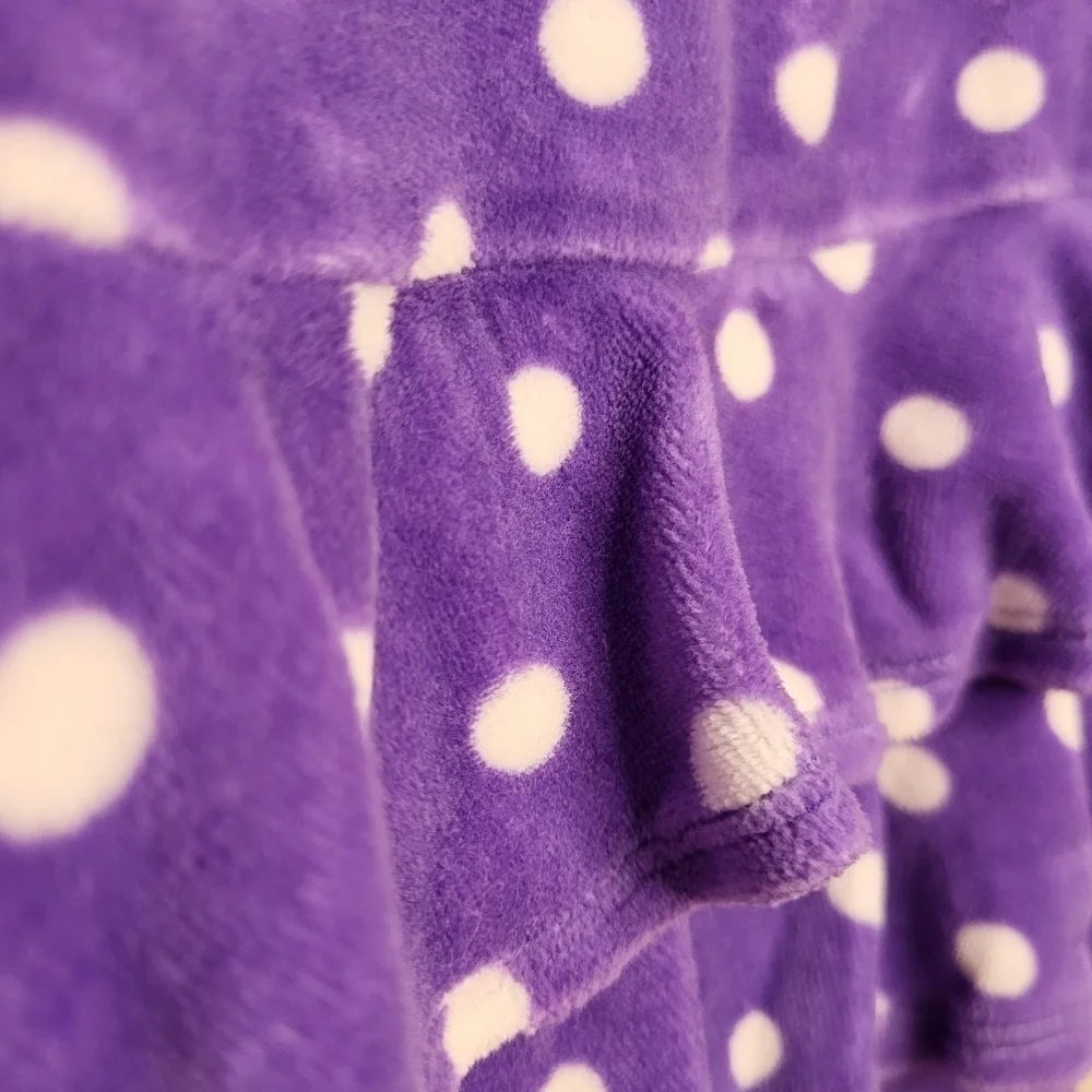 Gymboree Purple Velour Velvety Polka Dot Dress‎ Fall Ruffle