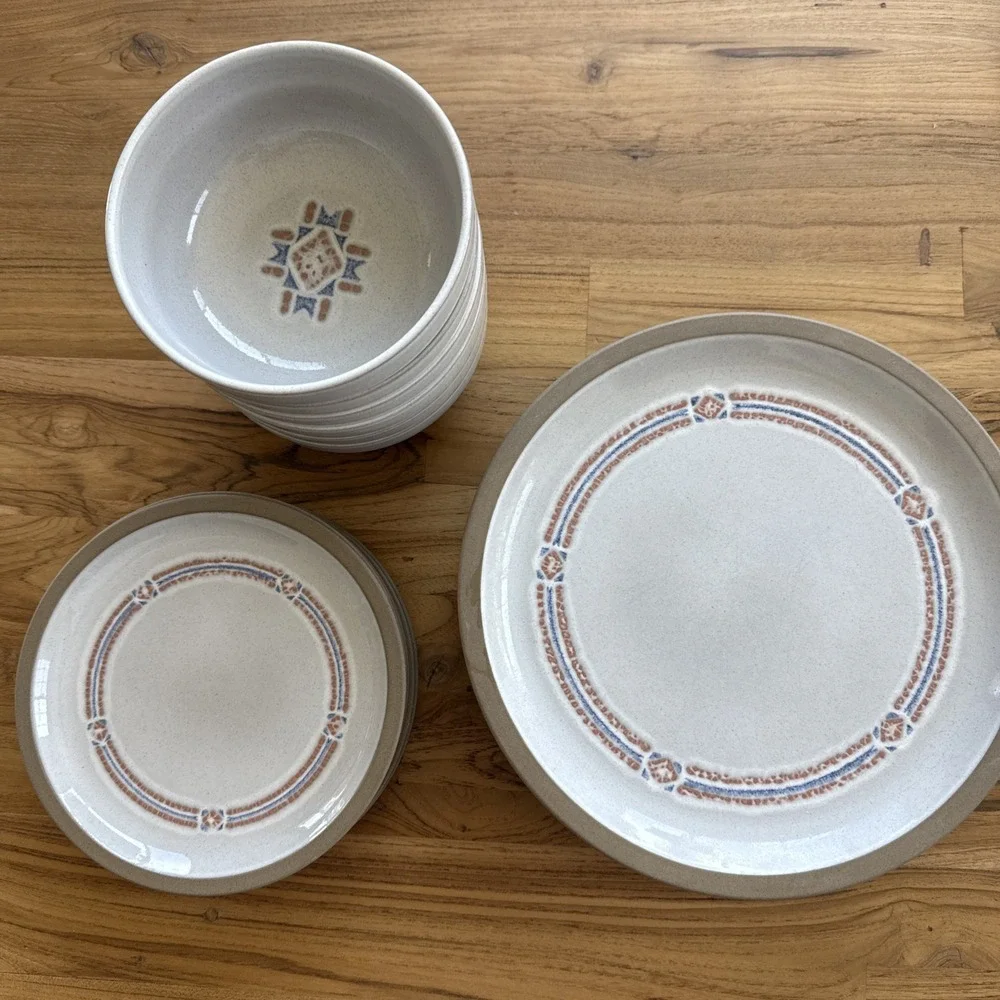 Vintage 18 Pieces Midwinter Stonehenge Marin Dinner/Bread Plates and Bowls Set 6