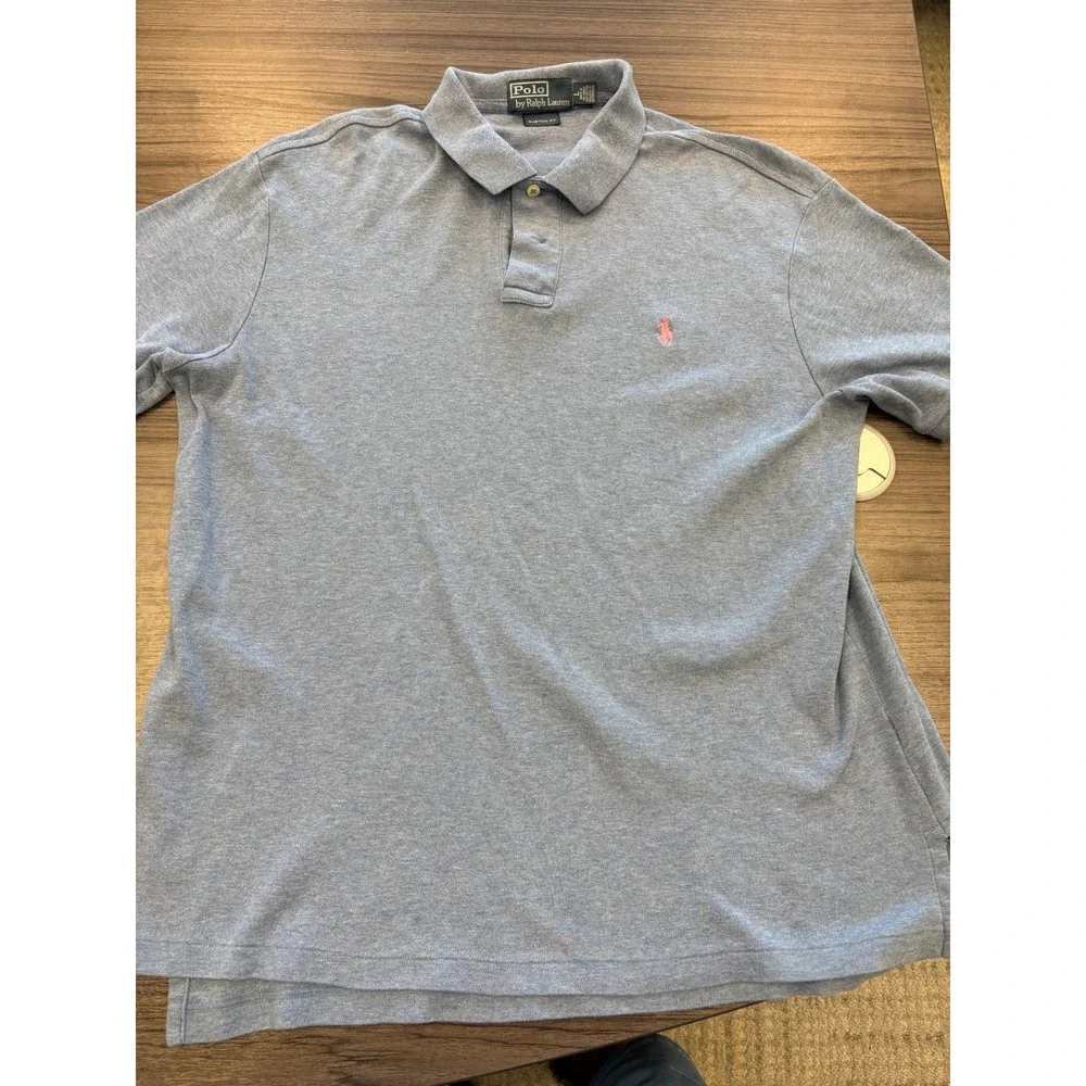 Polo‎ Ralph Lauren Custom Fit Polo Shirt Blue Short Sleeve Men's Large