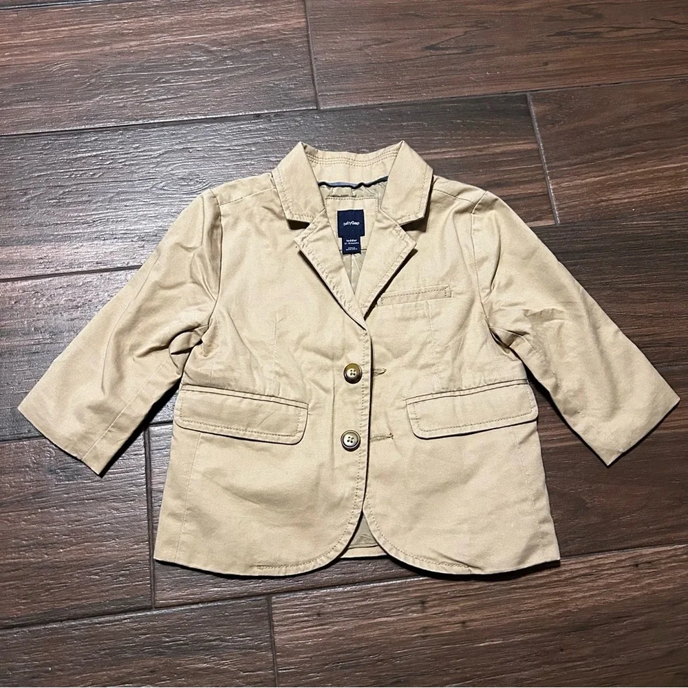 Baby Gap Blazer Jacket 12-18 Months Dark Khaki Gold Lining‎ NWT