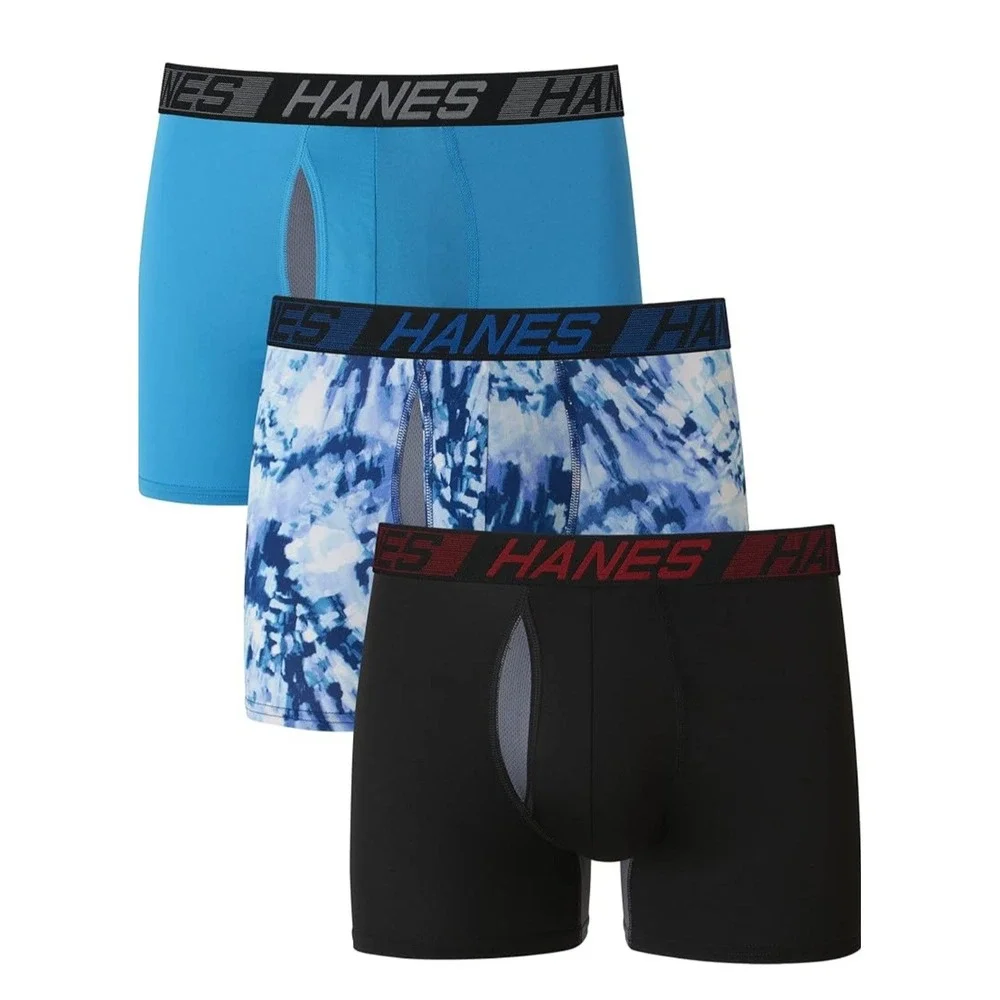 Hanes Mens X-Temp Boxer Briefs Total Support Pouch 3-Pack Lightweight