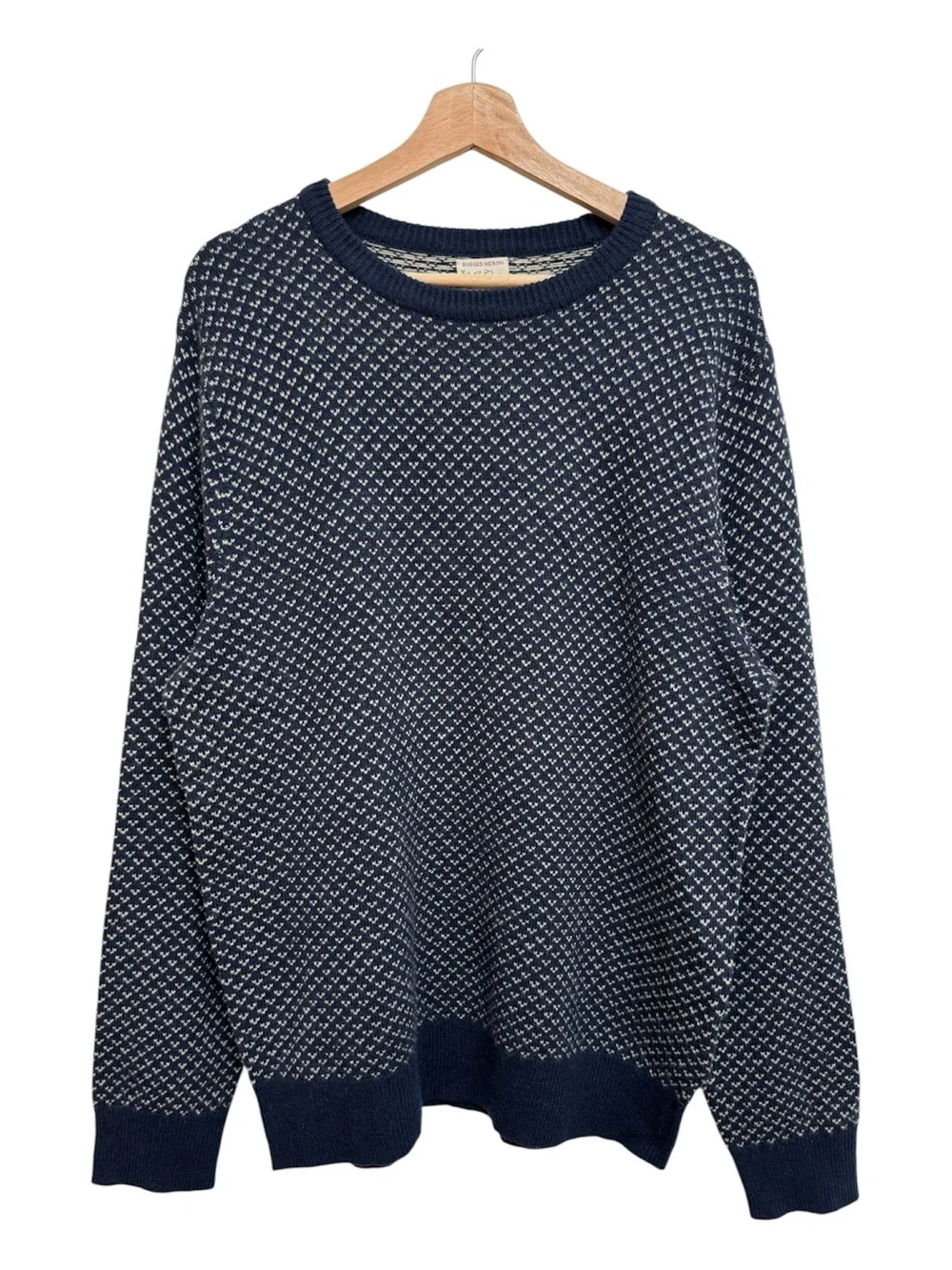J. Crew Rugged Merino Wool Blend Bird’s Eye Sweater Men’s Large NWT Preppy
