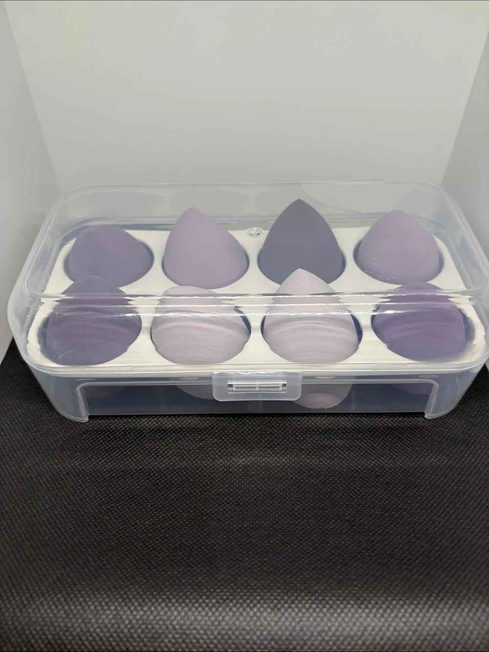 Set of Lavender Makeup Blenders in Clear Storage Case