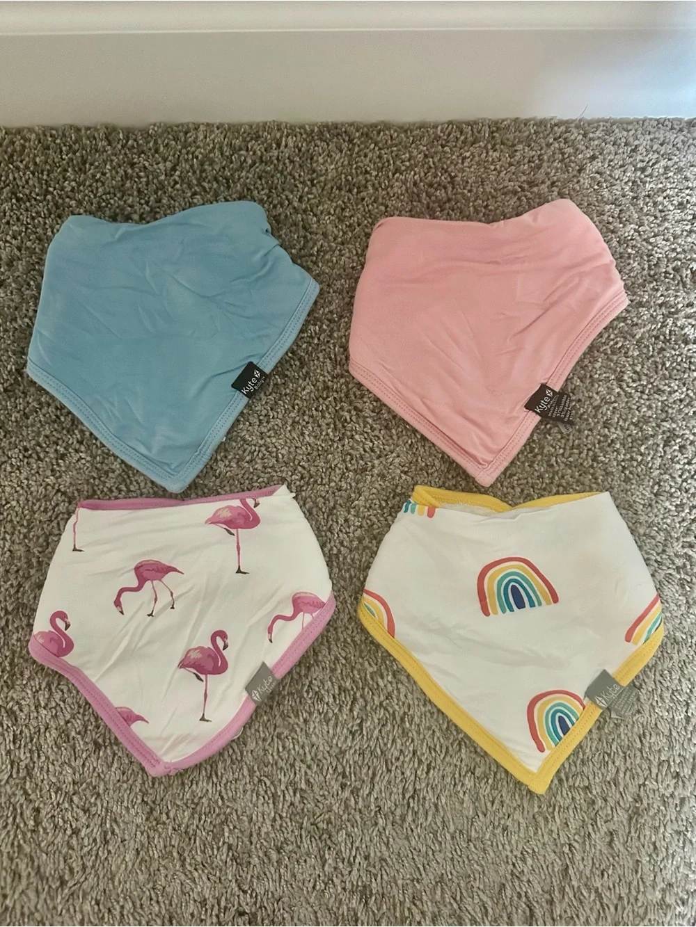 Kyte BABY Bandana Bib Set - Blue, Pink, Flamingo, Rainbow