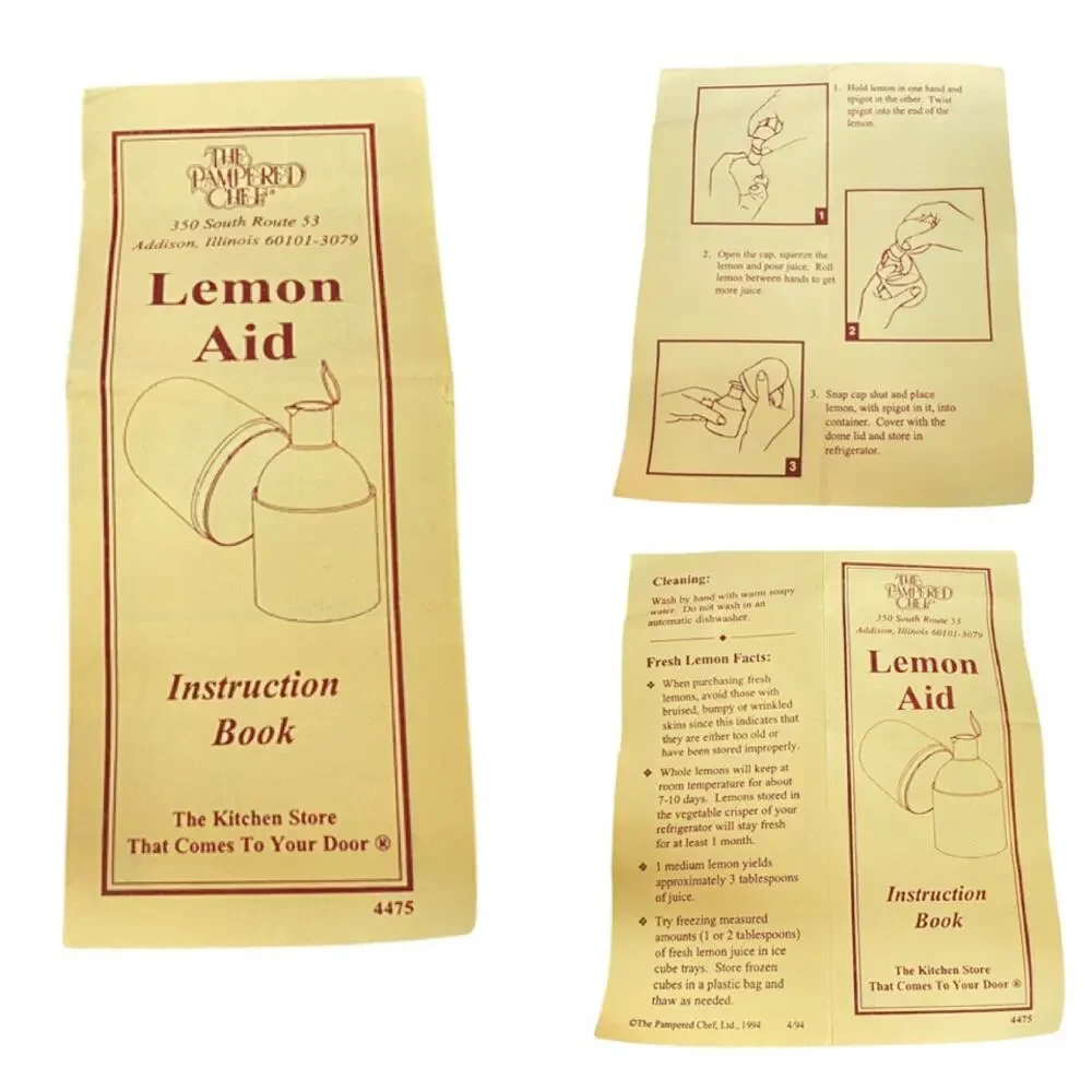 Vintage Pampered Chef Lemon Aid Citrus Extractor Juicer Spigot White Retro 1994
