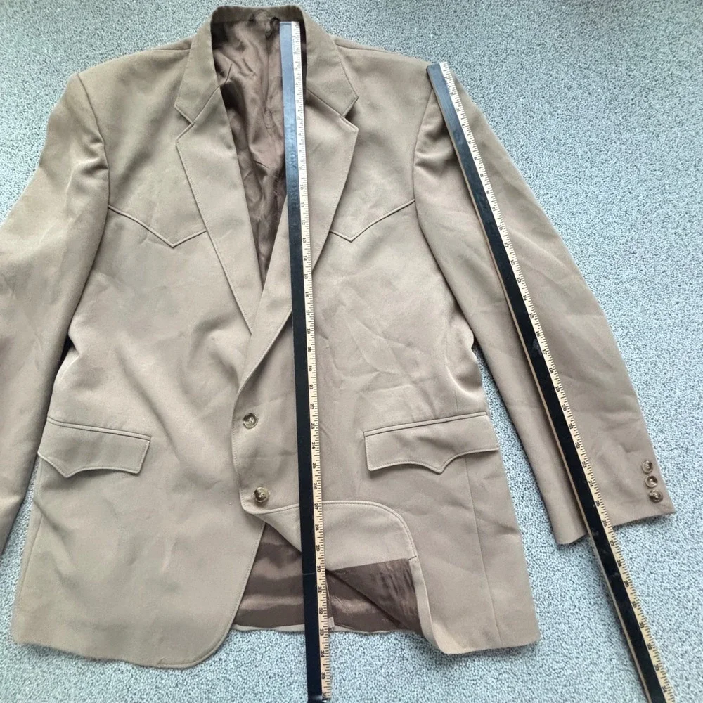 Sheplers Western Blazer Men 50L Tan USA Made Yoke Detail Cowboy Country Ruged
