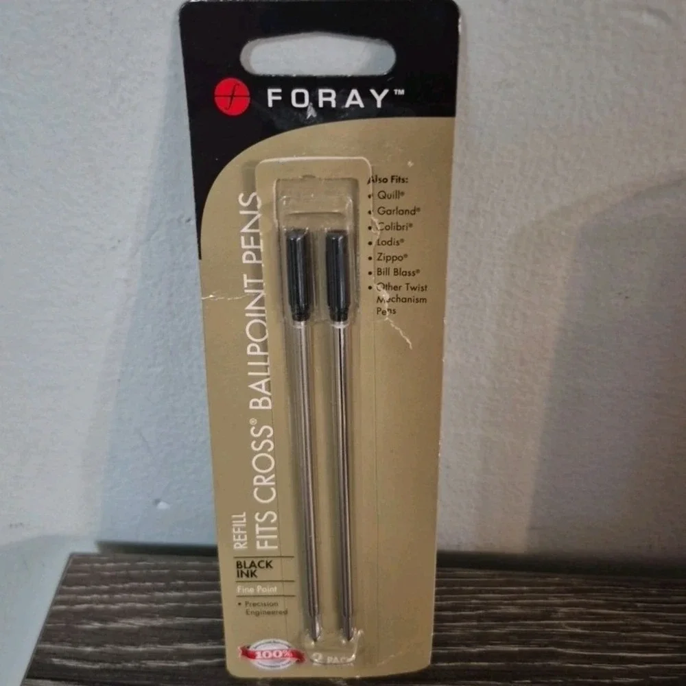 Foray Refill fits Cross Ballpoint Pens 2 pack Black Ink Fine Point #875-935 Read