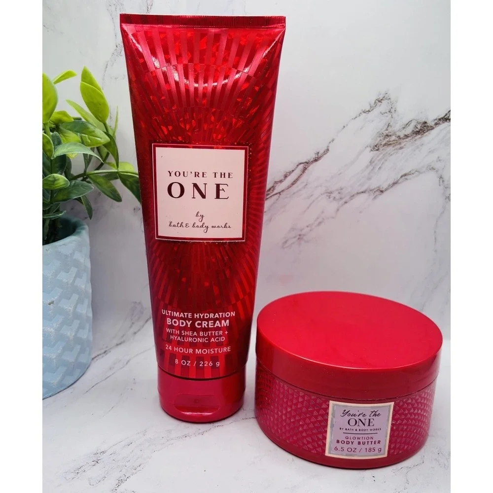 2 Bath and Body Works YOU'RE THE ONE Glowtion Body Butter & Body Cream 8 oz. Set