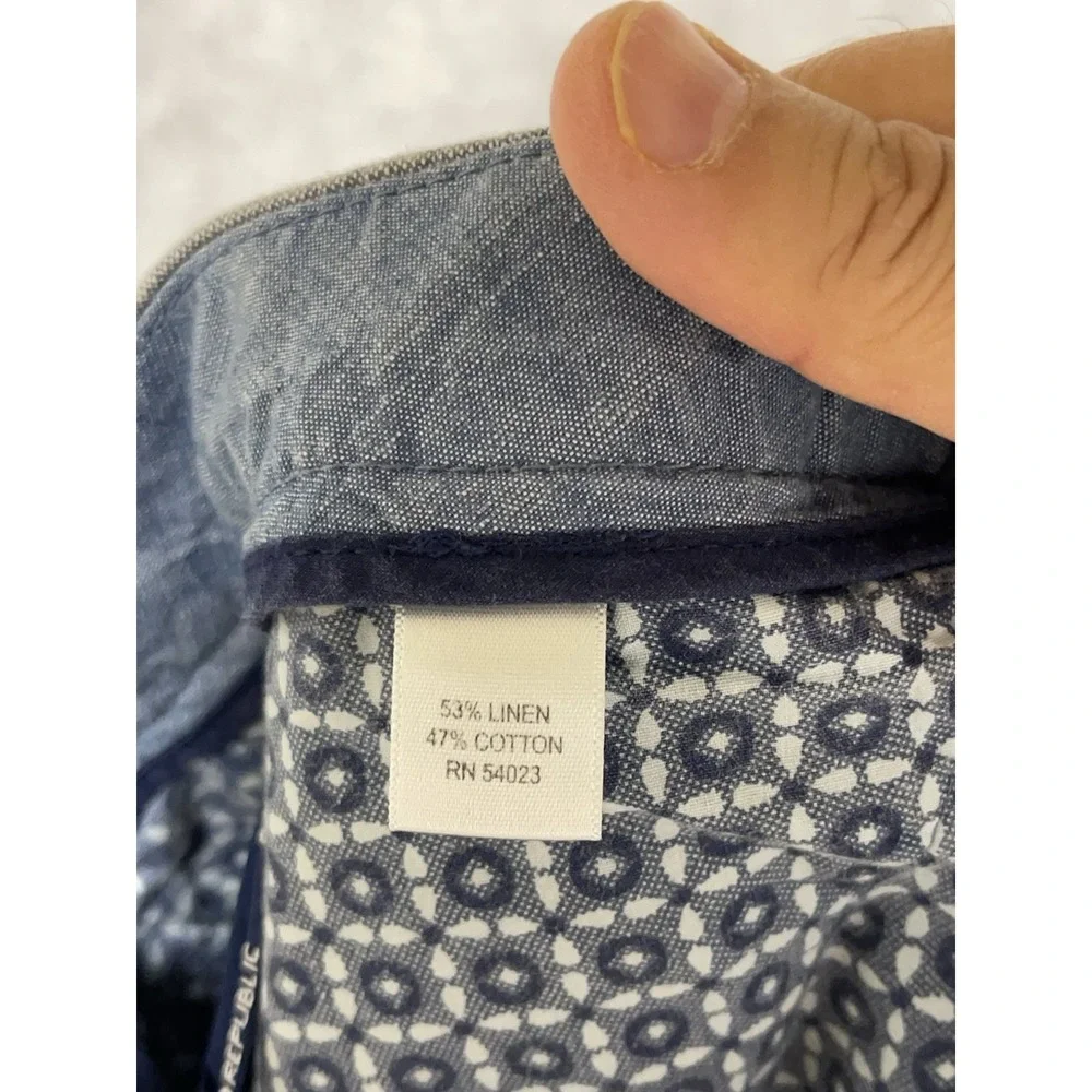 Banana Republic Pants Men 36X31 Gray Kentfield‎ Linen Cotton Hybrid Dress Casual