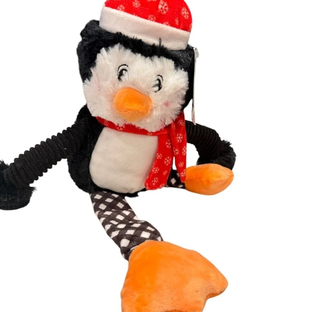 Pet Holiday Dog Toys (2) Lamb Chop & Penguin Multicolor Christmas Plush‎