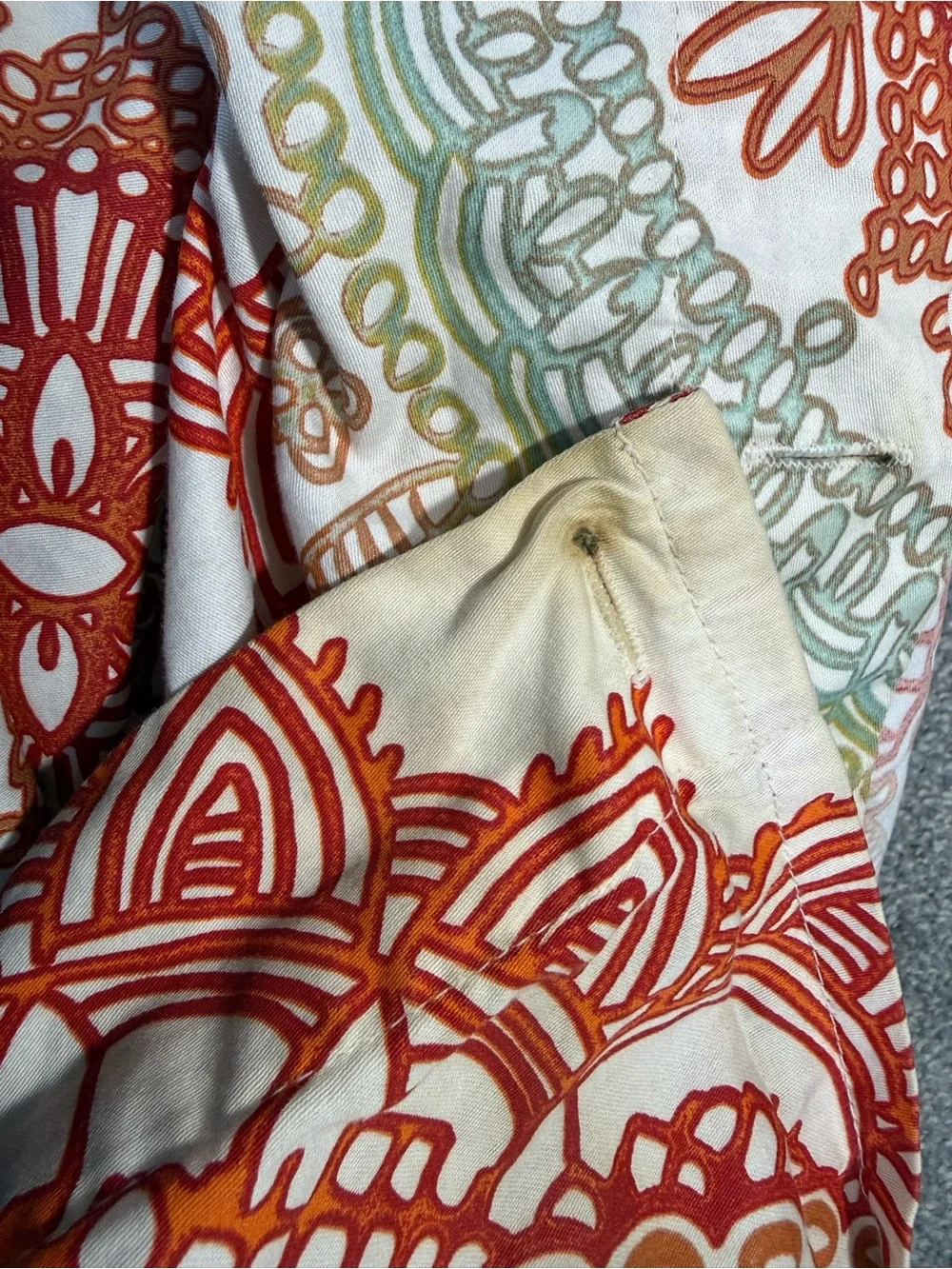 Mandala Print Shower Curtain - White with Orange &Green Accents