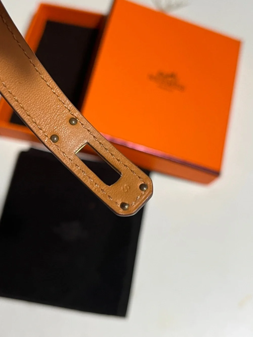 Hermes Coral Leather Double Tour Watch Bracelet with Gold Hardware
