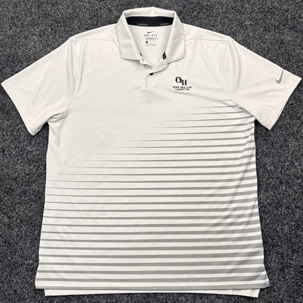 Nike Golf Dri-Fit Mens Large Polo Quail Hollow Country Club Shirt Embroidered