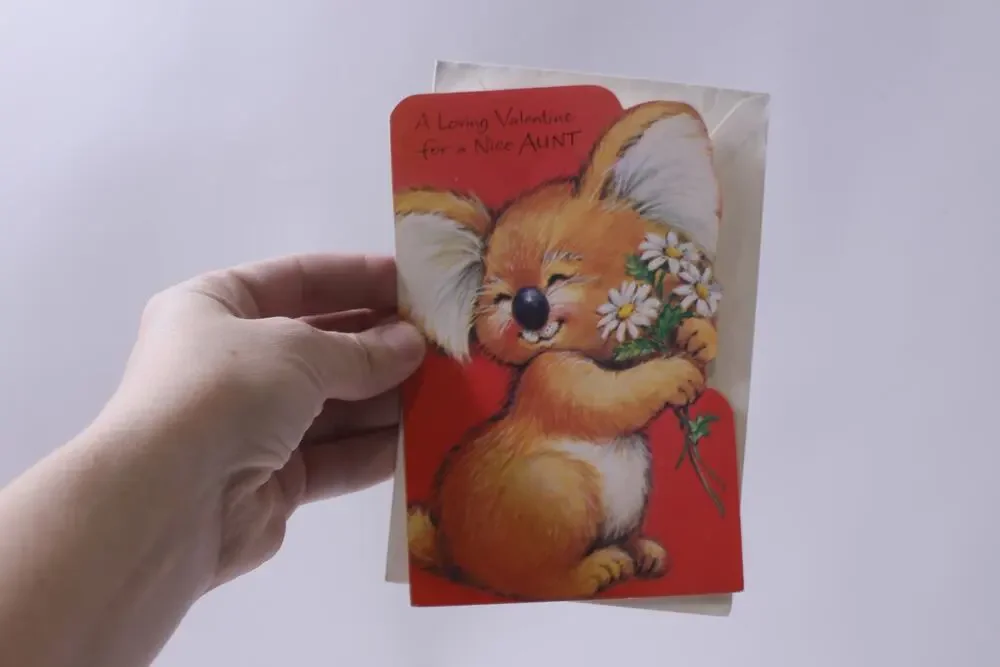 Unused, Valentine Card, Nice Aunt, Koala Bear, 1980s,  Greeting Card, USED, Fold