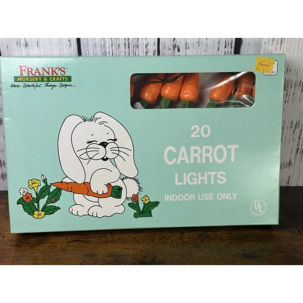 Easter Carrot Lights 20ct Frank's Nursery Crafts‎ Vintage 1990 Indoor Use New