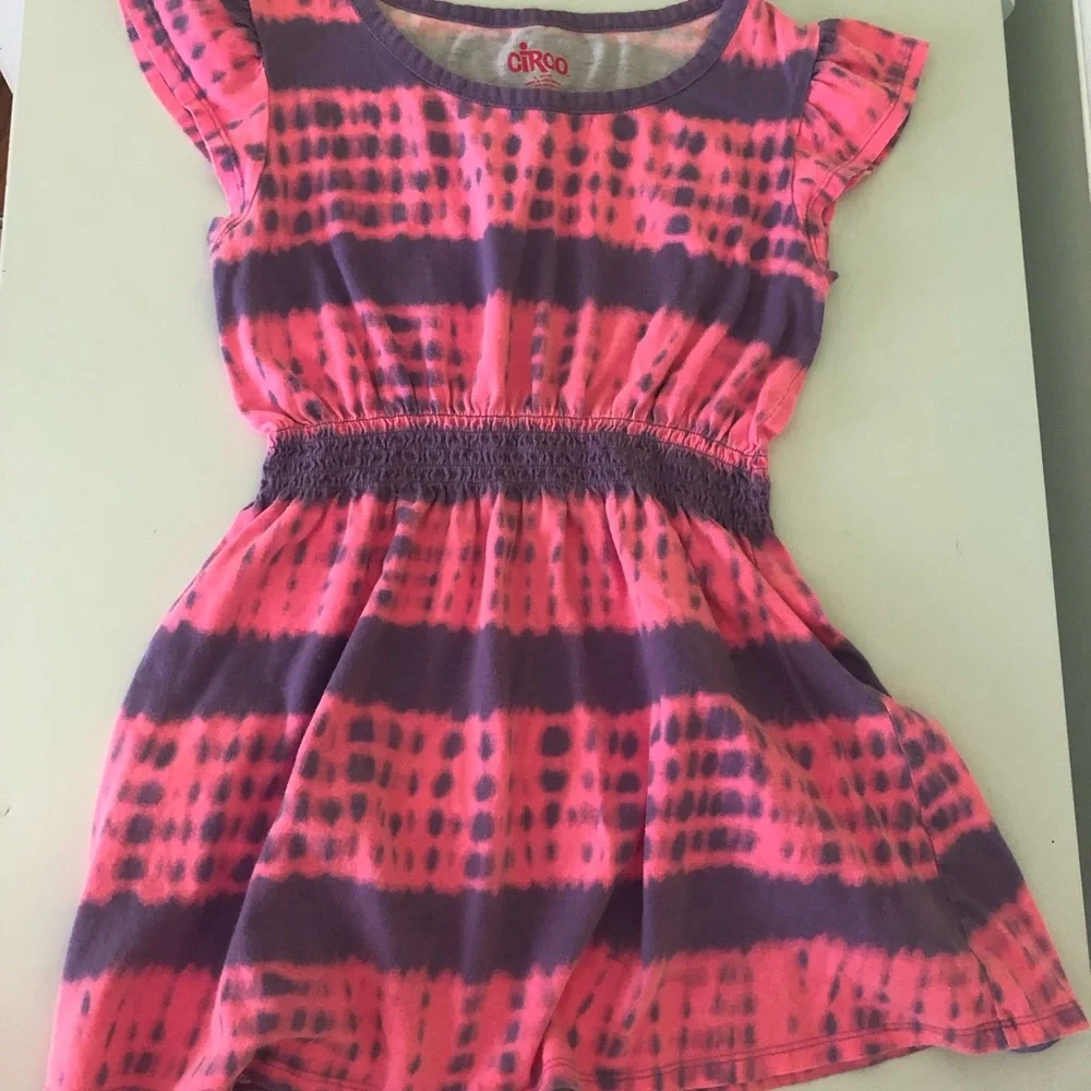 Circo Girls Pink & Purple Tie Dye Tunic Top - Ruffle Sleeve