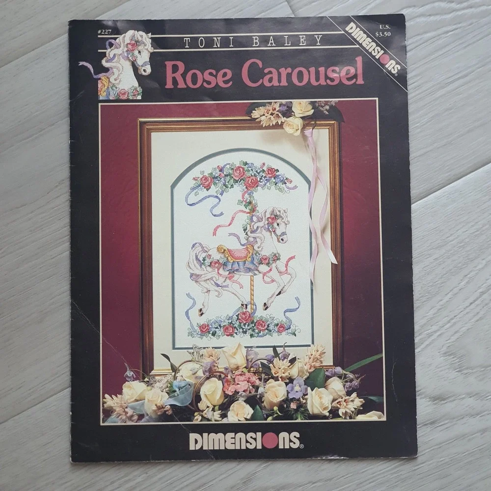 Dimensions Toni Baley Rose Carousel Cross Stitch‎ Pattern Leaflet 227 Vintage