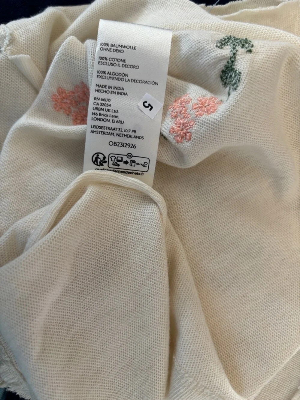 NWT! Free People We The Free Doodle Ivory Embroidered Tee‎ ~ XS
