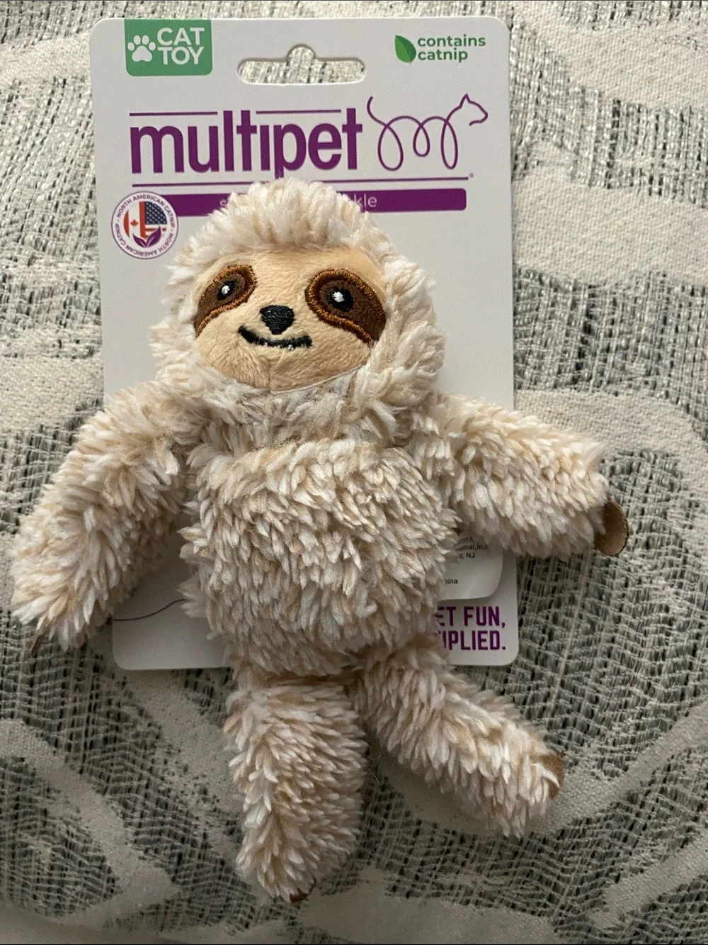 Multipet Beige Sloth Cat Toy with Catnip