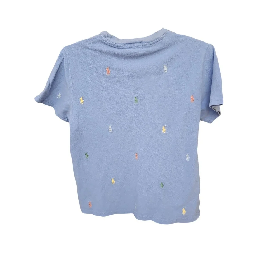 Polo Ralph‎ Lauren Kids Blue Multi Color All Over Pony Embroidered Shirt L 14-16