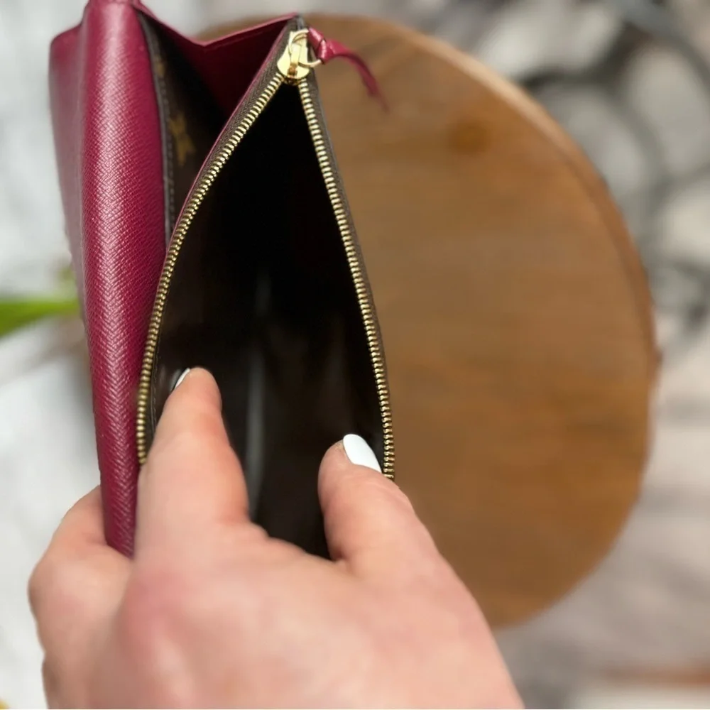 Louis Vuitton Emilie Wallet with Pink Lining and Accents