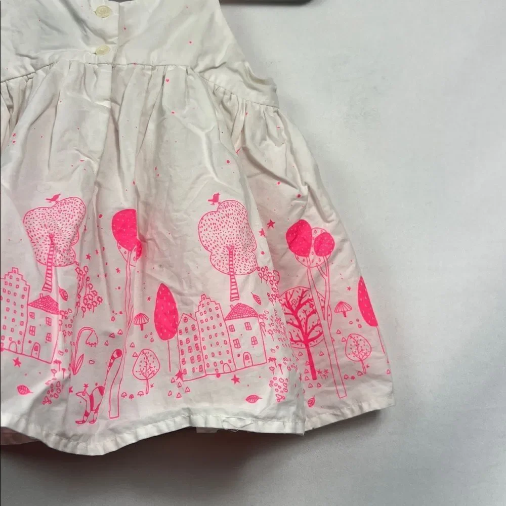 GAP White Dress with Neon Pink Accents size 18-24 months