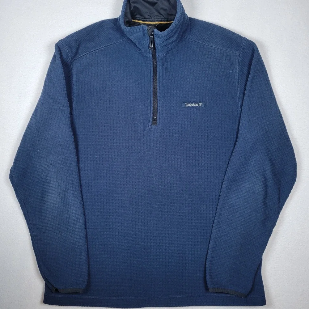 Timberland Men's Navy Blue Long Sleeve 1/4 Zip Pullover Waffle Knit, Size‎ M