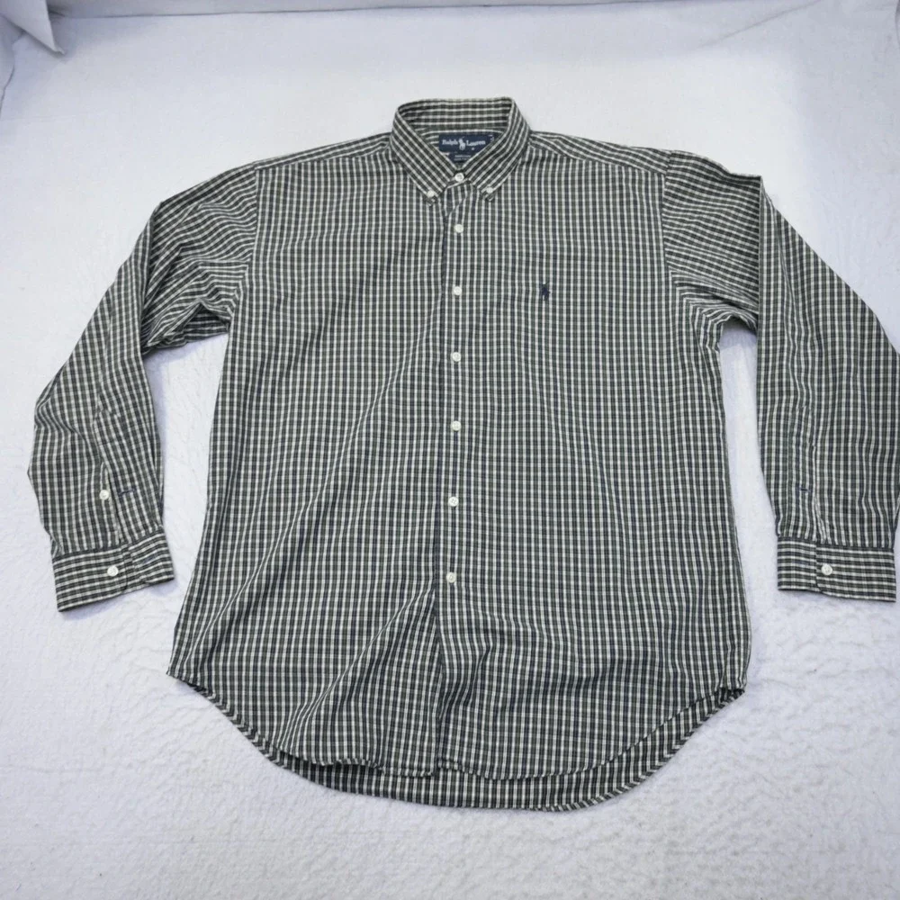 VTG Polo Ralph Lauren Marlowe Dress Shirt Plaid Long Sleeve Button Up Mens Large
