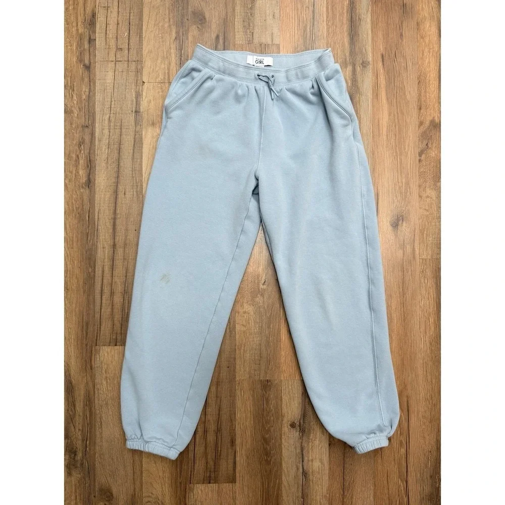 Athleta Girl Retroactive Jogger Pants Youth Large 12 Blue Fleece Lined