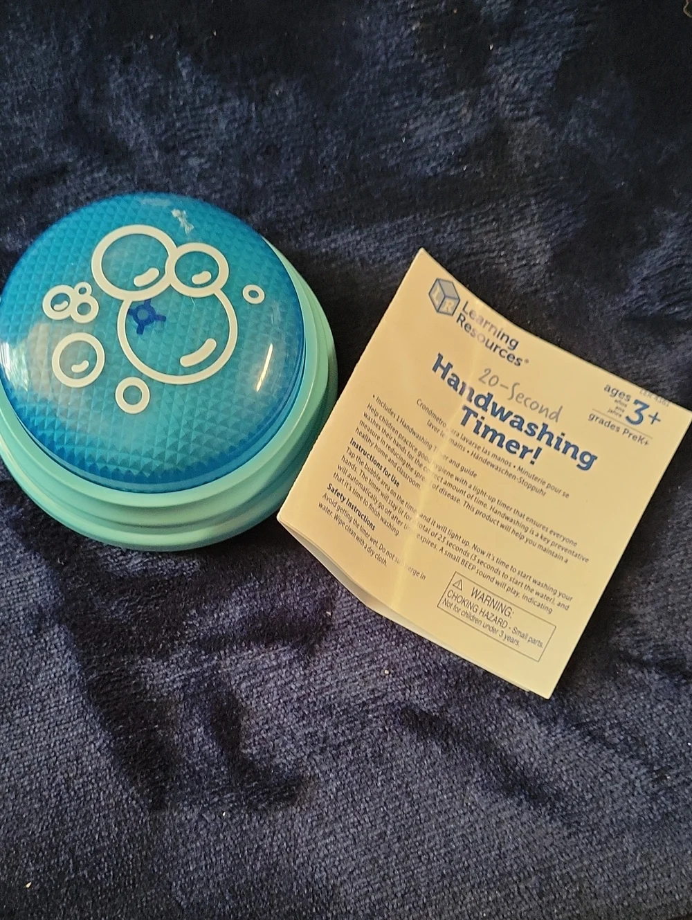 Learning Resources 20-Second Handwashing Timer for Kids - Blue/Teal