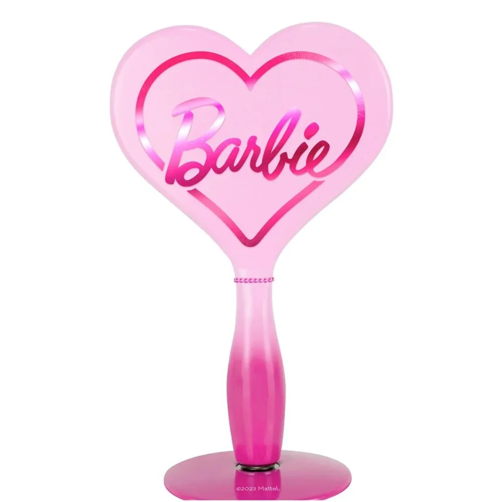 NIB Barbie LED Handheld Makeup Mirror with Standing Base