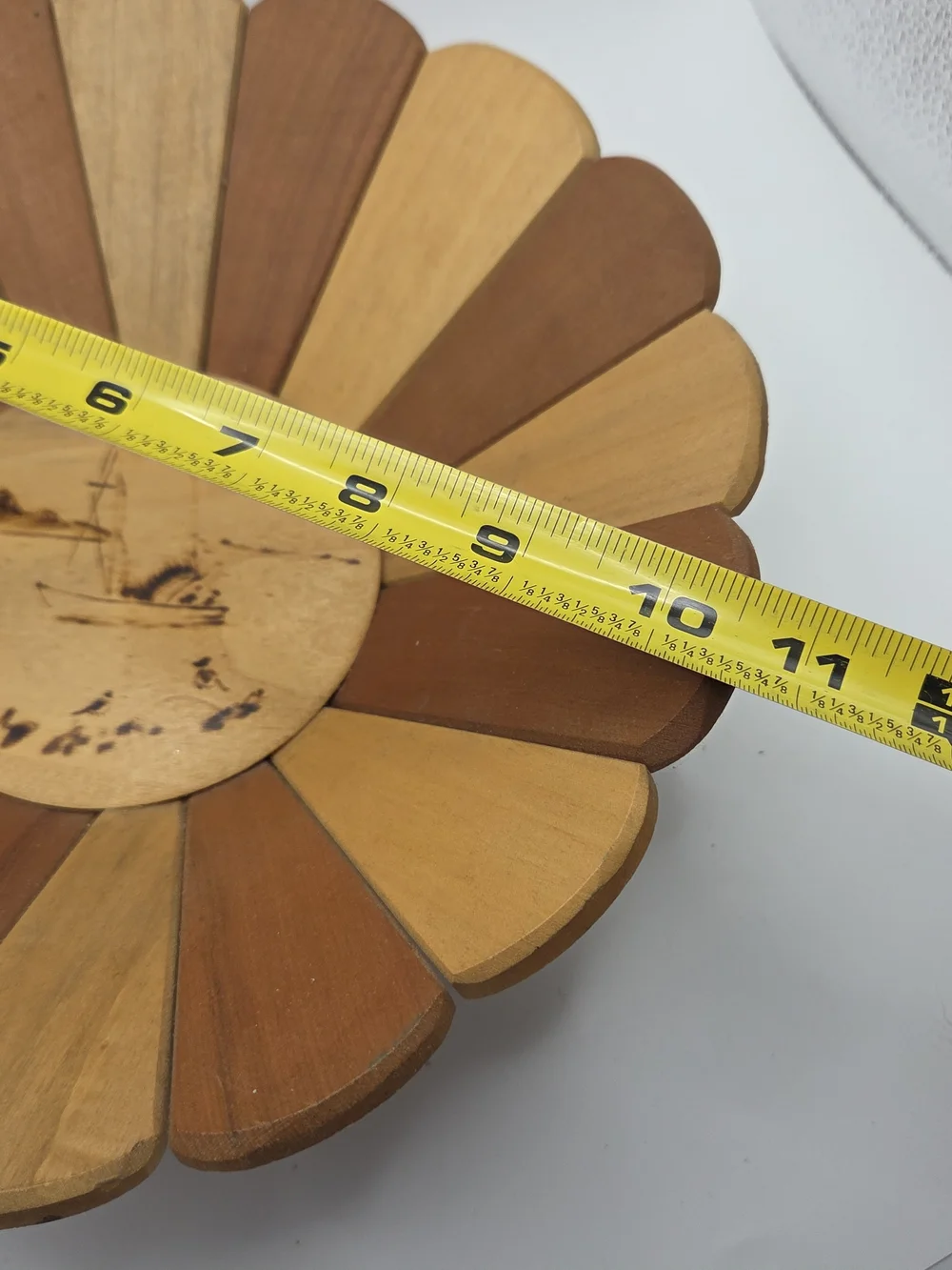 Wooden Fruit Bowl Handmade In Chile Fishing Boat Scene