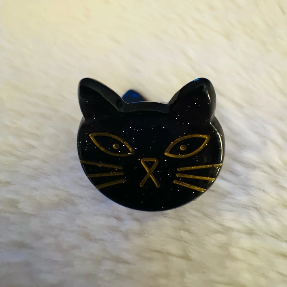 Mini Hair Claw Clip, Black Cat Face