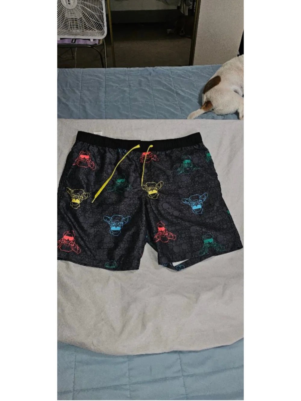 Playaz mens Black Swim Trunks XL with Colorful‎ Skulls