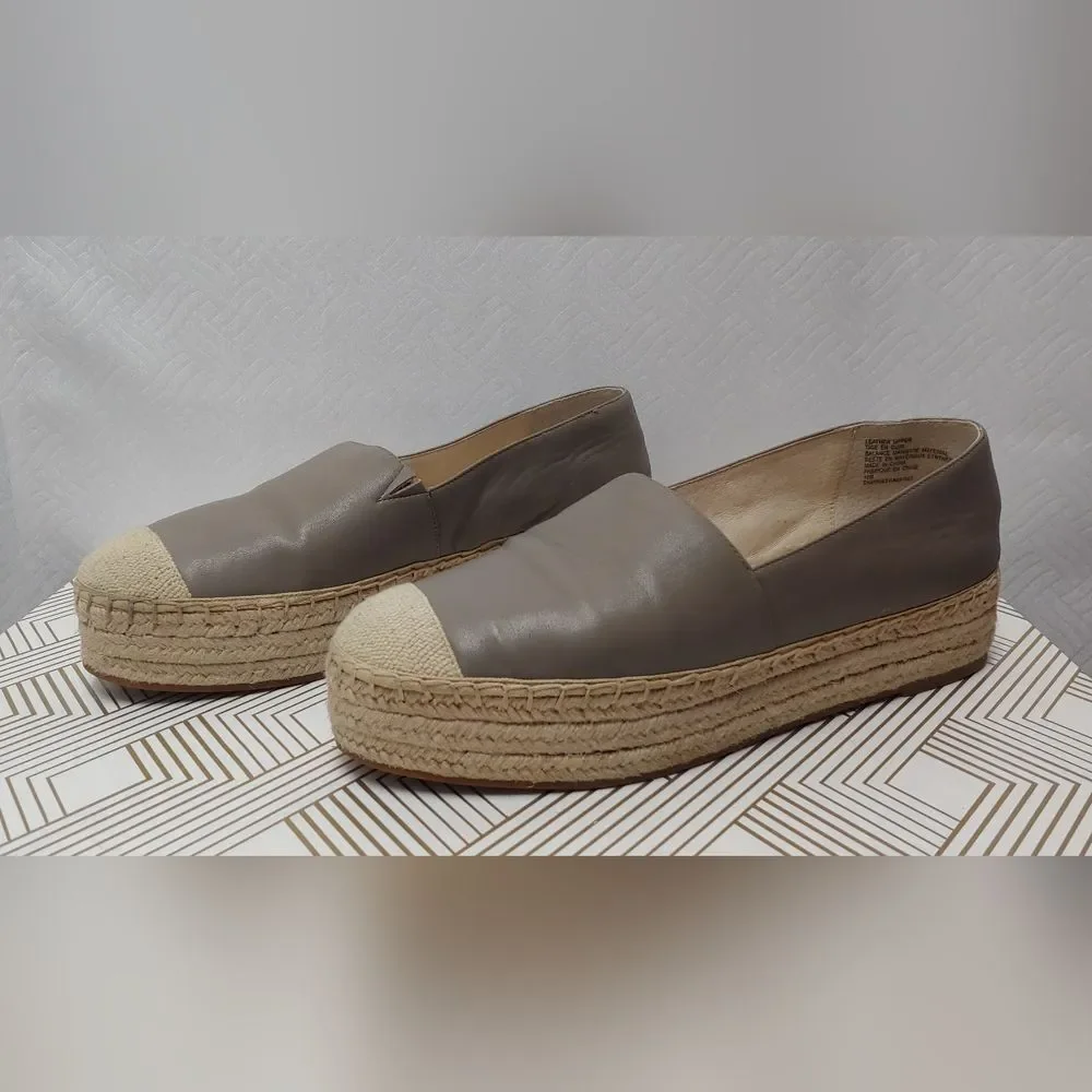 Caslon Gray Tige En Cuir Leather Upper Slip On Platform Espadrille Sz 10
