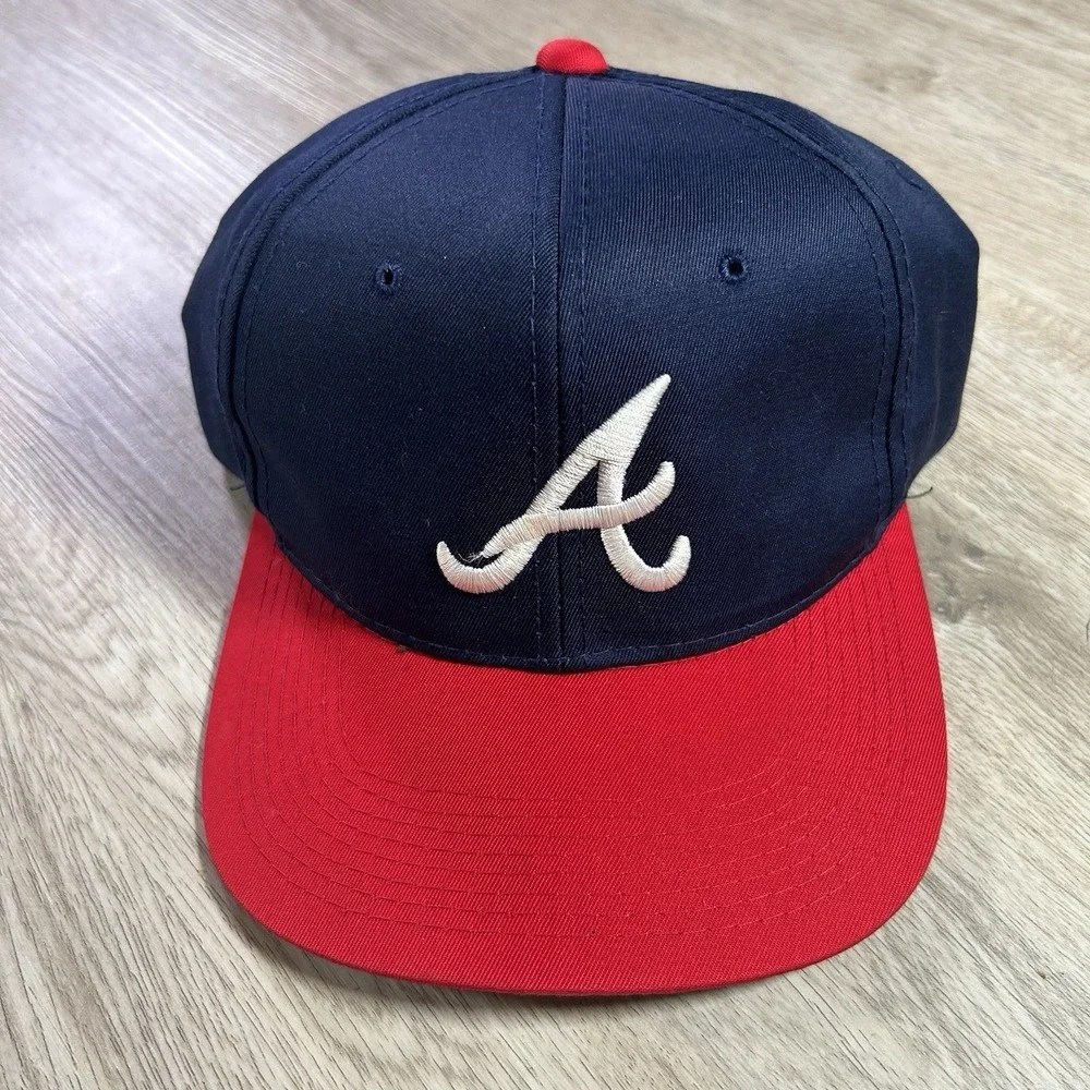 VTG Atlanta Braves Snapback Hat MLB Baseball Youngan‎ Blue Plain Logo Cap