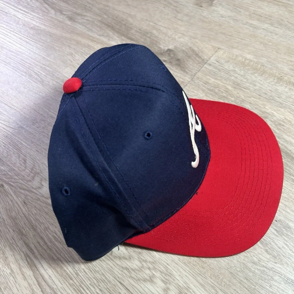 VTG Atlanta Braves Snapback Hat MLB Baseball Youngan‎ Blue Plain Logo Cap