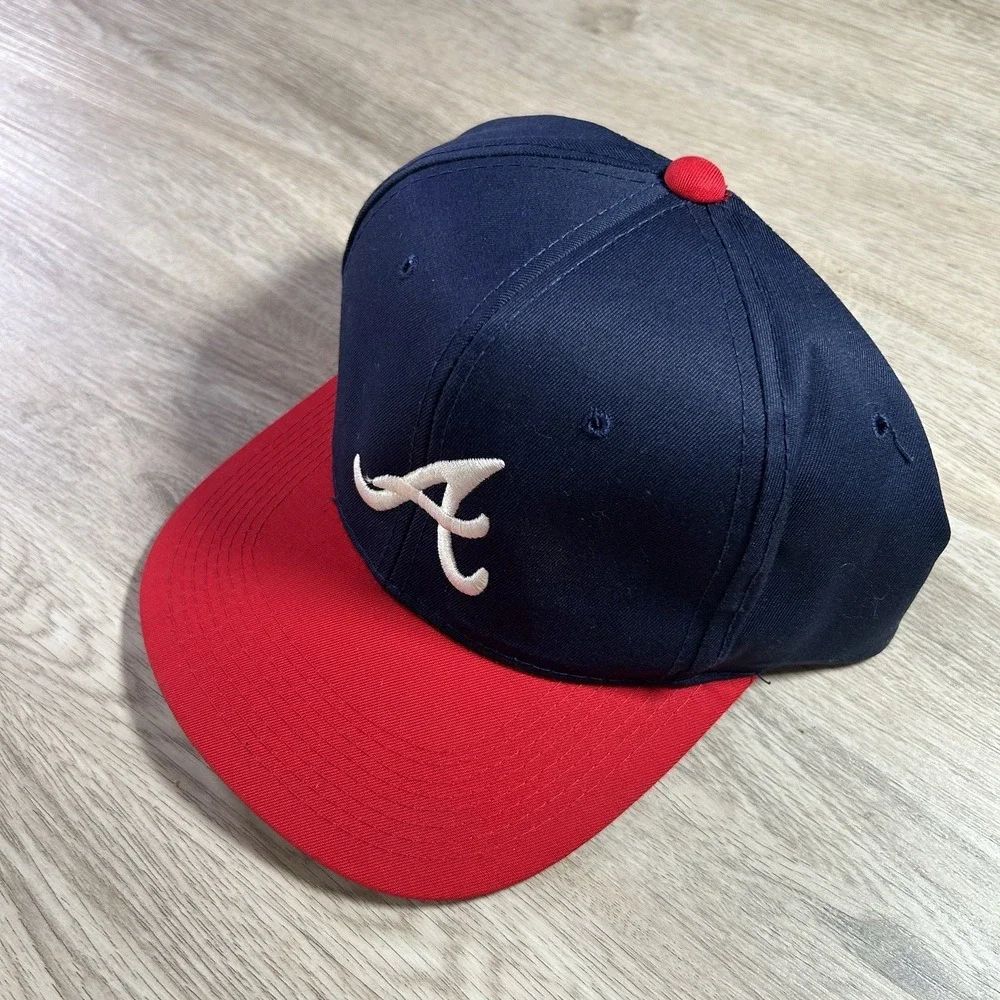 VTG Atlanta Braves Snapback Hat MLB Baseball Youngan‎ Blue Plain Logo Cap