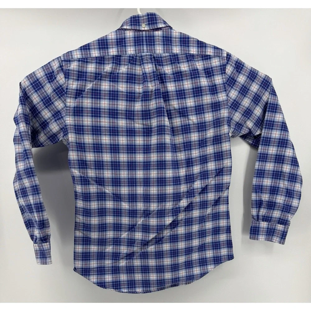 Polo Ralph Lauren Men's Button Down Blue Checkered Dress Shirt Size M‎ Slim Fit