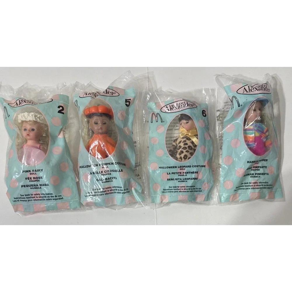 Vtg 2003 McDonalds Madame Alexander Dolls Hannah Pepper Pink Fairy Halloween 4pc