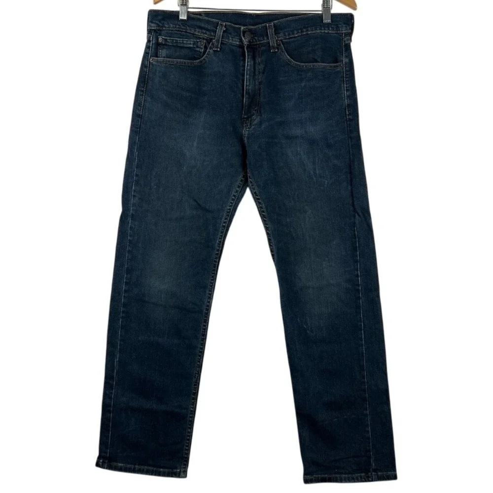 Levis 505 Jeans Mens 34x30 Regular Fit Dark Wash Denim Pants Classic‎