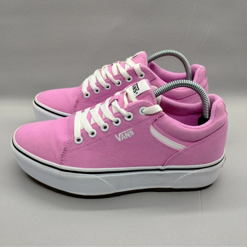 Vans Seldan Platform Pink Canvas Sneakers Womens 9.5 Low Top Lace Up Shoes‎