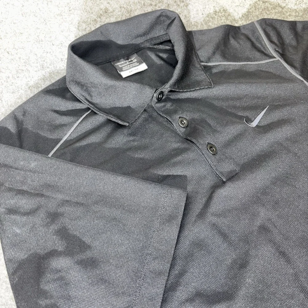 Nike Golf Polo Shirt Mens Small Black Dri Fit Short‎ Sleeve Athletic Performance