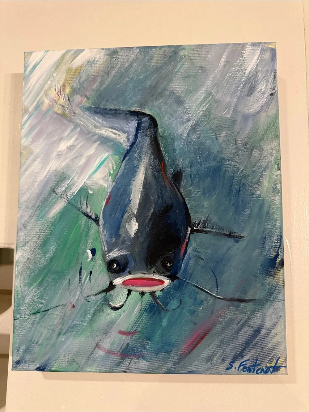 ORIGINAL CAJUN CHARLIE the blue catfish painting